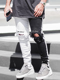 Men Stylish Ripped Jeans Pants Biker Skinny Slim Straight Frayed Denim Trousers New Fashion Skinny Jeans Men Clothes Size M-XXXL