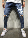 Men Stylish Ripped Jeans Pants Biker Skinny Slim Straight Frayed Denim Trousers New Fashion Skinny Jeans Men Clothes Size M-XXXL