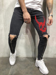 Men Stylish Ripped Jeans Pants Biker Skinny Slim Straight Frayed Denim Trousers New Fashion Skinny Jeans Men Clothes Size M-XXXL