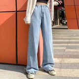 Woman Jeans High Waist Clothes Wide Leg Denim Clothing Blue Streetwear Vintage Quality Fashion Harajuku Straight Pants 2020