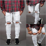 Fashion Jeans Men Pants Men Skinny Embroidery Streetwear Ripped Man Slim Fit  Zipper Hip Hop Harajuku Male Jeans Homme Denim